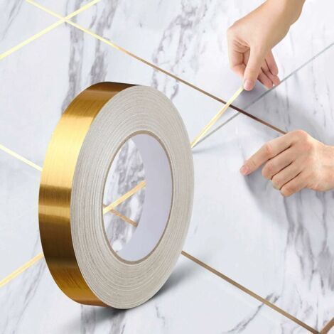 Carrelage Autocollante Ruban Adhésif Décoratif,Triomphe Étanche Joint Ligne Bande,pour Sols, Murs, Plafonds,Portes et Fenêtres,Home Déco (2cmx50m),Or) (1/5)