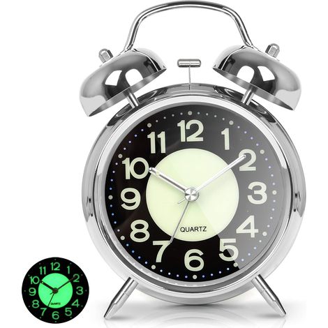 Horloge de Bureau Silencieuse et Tendre pour Enfants - Horloge Créative de Bureau à Aiguilles Lumineuses - Quartz - Noir Lumineux (1/5)
