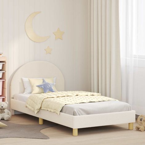 Kinderbettgestell mit Kopfteil Creme 90 x 190 cm Schafstoff (1/5)