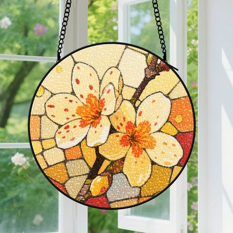 9cm Suspension décorative vitrale pour fenêtre, décoration florale pour patio, cadeau pour maman, grand-mère et professeurs (1/5)