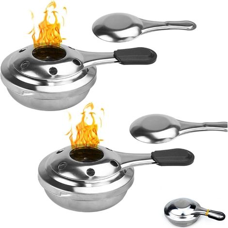 2 Pcs Réchaud à Alcool Portable en Acier Inoxydable, Brûleur d'alcool Détachable pour Fondue, Brûleur B'Alcool Pour Fondue, Convient Pour Hot Pot, Dry Pot Cuisine, Buffet (1/5)