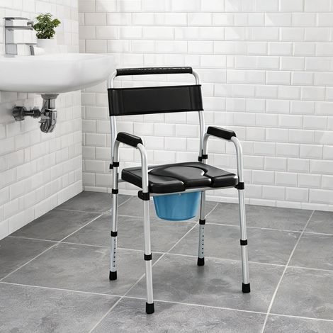 Chaise percée pliable en acier pour toilettes hauteur réglable (1/5)