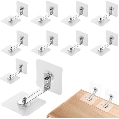 10 paires de chevilles pour meubles, 7 x 7 cm, chevilles murales, sangles anti-basculement, chevilles adhésives pour meubles et murs, chevilles adhésives pour armoires (1/5)