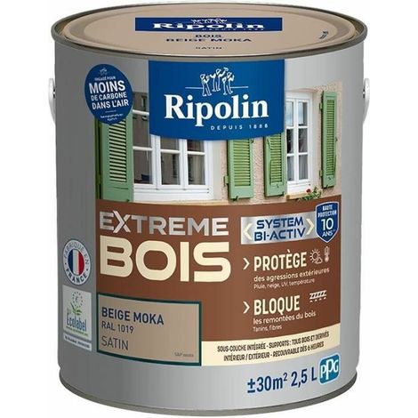 Ripolin Extreme madera pintura beige moka satinado 2,5 L (1/3)