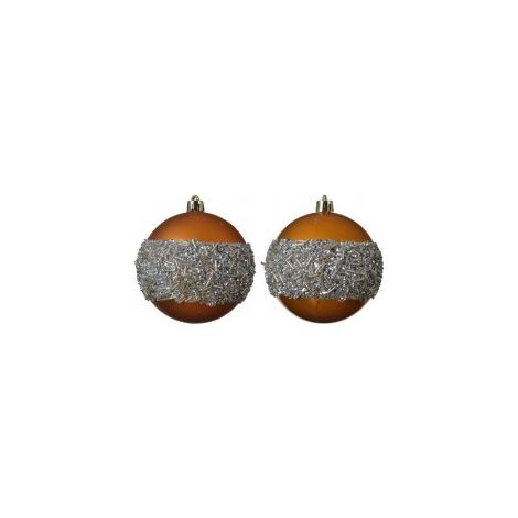 Boule de Noël en verre assorti Ambre Argent 8 cm 1 pcs