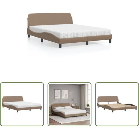 Kunstlederbett - Bett mit Matratze "Dover" Cappuccino-Braun 160x200 cm Kunstleder (1/5)