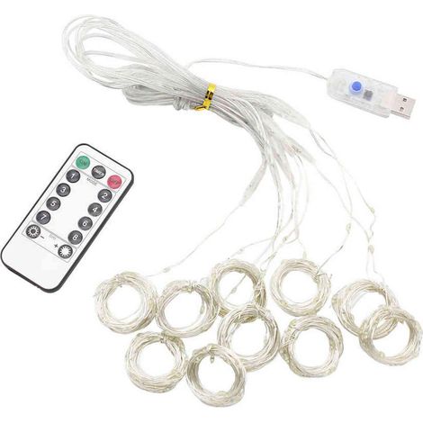 Rideau lumineux LED, télécommande, USB, pour la décoration intérieure, les fêtes, le jardin et les événements.-AquaForge (1/2)