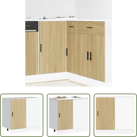 vidaXL Bois d'ingénierie - Meuble sous évier "Lyon" en chêne Sonoma (1/5)