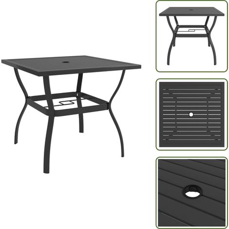 The Living Store Tavolo da Giardino Antracite 81,5x81,5x72 cm in Acciaio - Tavolo da giardino antracite