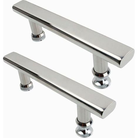 2x Chrome Stainless Steel Shower Door Handles 145mm Bathroom Kitchen Door Handles (1/5)