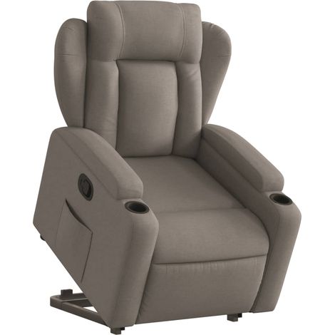 Poltrona relax TV rivestimento confortevole funzione sollevamento elettrico in tessuto tortora DEC028185
