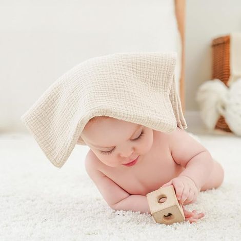 Baby Cotton Swaddle, Breathable for Newborn, Sensitive Skin for Unisex Baby Girls and Boys Cotton Muslin 60 x 60 cm (Grey Green) (1/4)