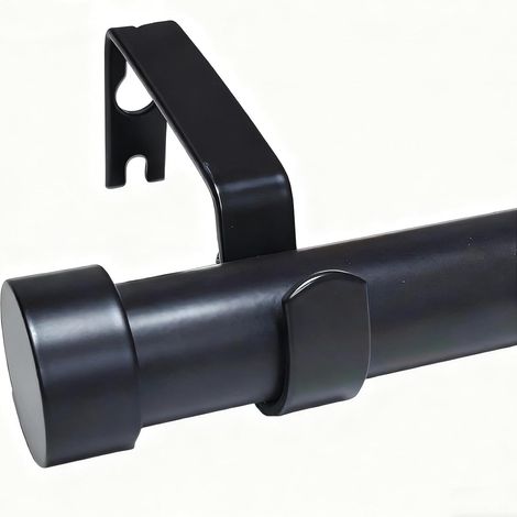 Barra de cortina extensible de metal negro (46-114 cm) - Para anillas de 25 mm de diámetro - Para dormitorio, salón, cocina (46-114 cm) (1/5)