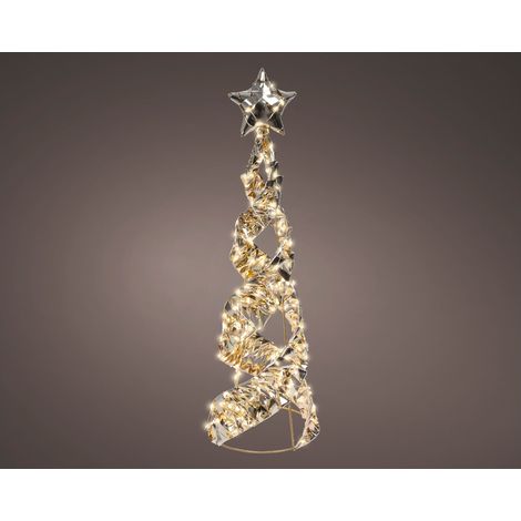 Árbol de Navidad cono oro con luces LED blancas cálidas 600x160