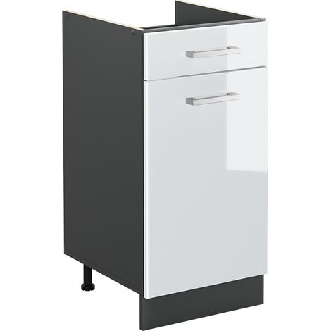 Küchenunterschrank R-Line, Weiß Hochglanz/Anthrazit, 40 cm ohne Arbeitsplatte, Vicco
