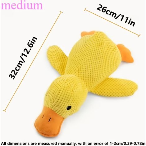 Jouet pour animaux de compagnie en peluche en forme de canard qui émet des sons et des couinements, procurant un soulagement du stress avec des effets réalistes. (1/5)