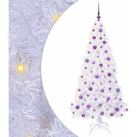 Sapin de Noël artificiel avec 300 lumières LED blanches, 180 cm de haut, en PVC et acier. (1/5)