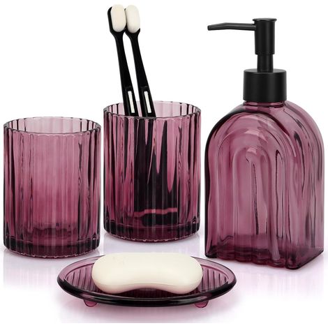 Lot de 4 distributeurs de savon de 400 ml, 2 gobelets à dents et (1/5)