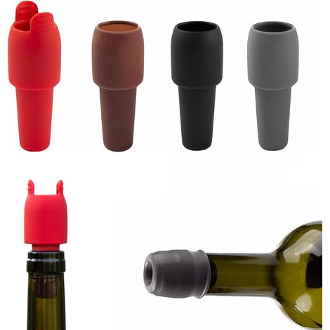 Lot de 24 bouchons réutilisables pour vin pétillant (avec poignées) – Fabriqués en silicone, ces bouchons conviennent à diverses bouteilles, notamment de bière, de champagne et de prosecco, et sont pa (1/5)