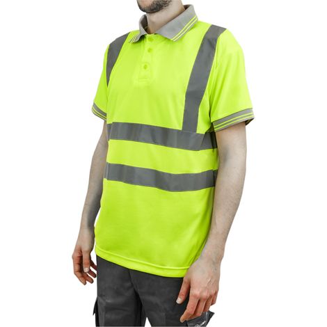 PrimeMatik - Chemise polo manche courte avec réflexion jaune pour la sécurité d'emploi taille XL (1/5)