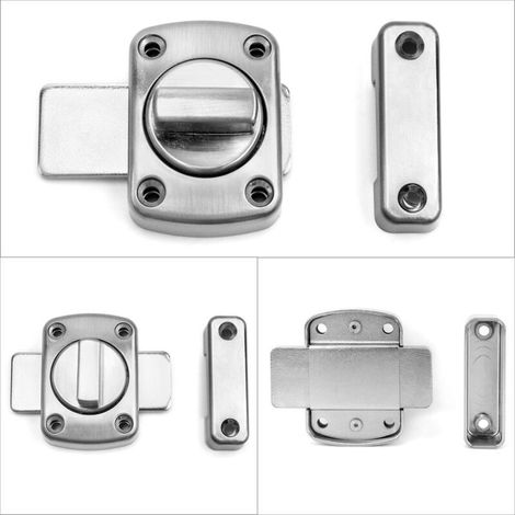 Loquet Rotatif de Porte Loquet Tournant Verrou de Porte Interieure, Loquet pour Porte Salle de Bains Chambre Toilette, Argent (1/3)
