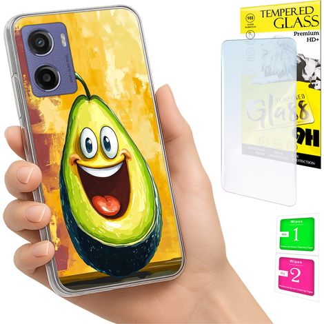 Funda para Motorola Moto E15 / Moto G05, carcasa trasera con foto, cristal color aguacate. (1/5)