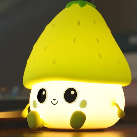 Lampe de Chevet Fraise Silicone Mignonne Rechargeable pour Bébés et Filles (Vert) (1/5)