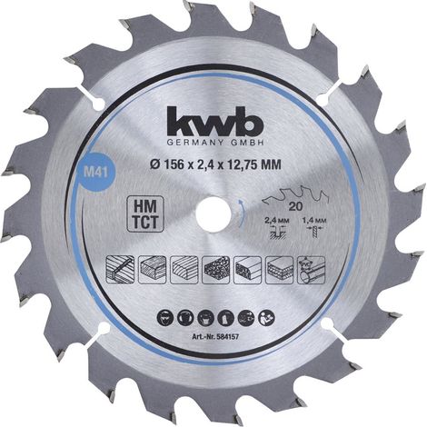 Hoja de sierra circular kwb 584157 156 mm 20 dientes carburo (1/4)