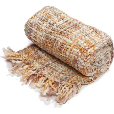 LICHEN - Plaid esprit tricot orange 130x170 (1/2)