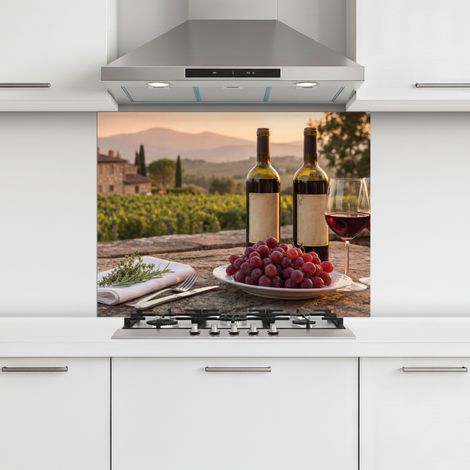 CRÉDENCE CUISINE Vin - Verres - Raisins - Vignoble 80x60 cm