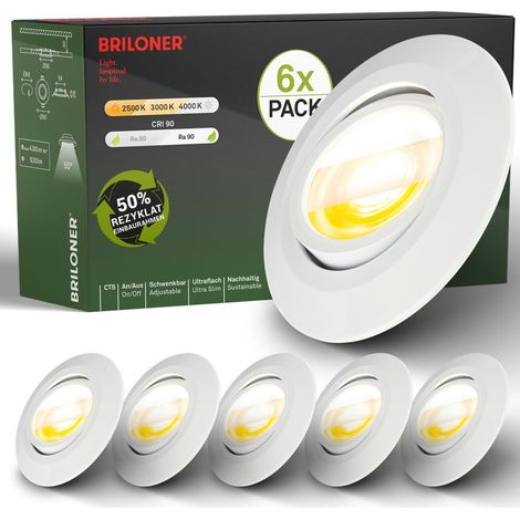 6er Set LED Einbaustrahler 230V LED Einbauleuchten Spots schwenkbar CTS Ra90