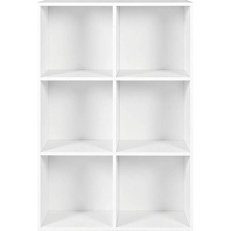 Bibliothèque cube ouverte blanche en bois d’ingénierie E1 6 cases 59,6 x 89 x 29 cm MODENUIT (1/5)