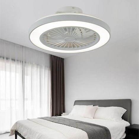 Plafonnier Ventilateur Silencieux avec Lumière LED – Lampe de Plafond Réversible pour Salon, Chambre et Salle à Manger