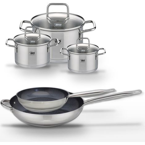 Lot Poêles 24cm & 32cm Elo Profi Therm Platinum avec 3 Faitouts Elo Citrin (1/5)