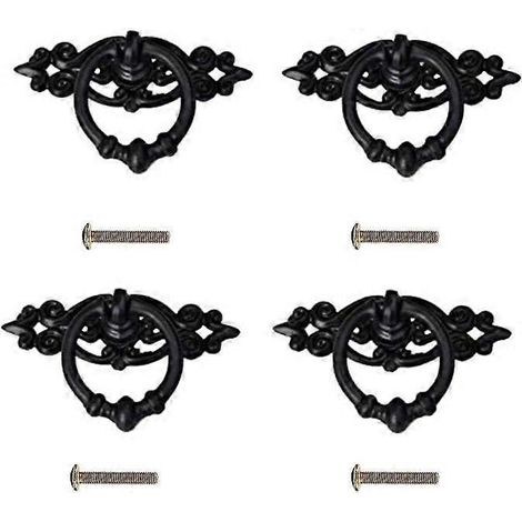 Poignée de porte de meuble antique noire, bouton rétro (noir) (1/5)