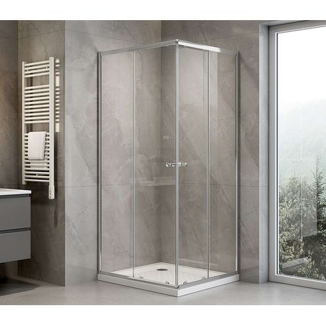 Aqualine Agga - Cabine de douche 80x70 cm, verre transparent/chrome HLF708Y (1/5)