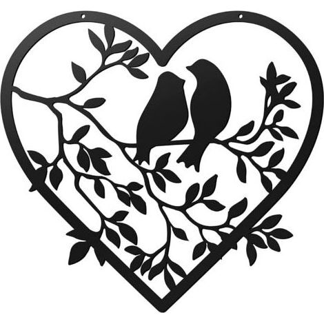 Métal Oiseau Décoration Amour Murale Décoration Oiseau en Métal Branche, Décoration Murale en Fer Forgé Silhouette Oiseau Art Déco, Convient pour Salon, Jardin, Chambre, Bureau Mur (1/5)