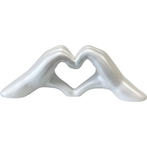 Statue en céramique mains en coeur Blanc nacré (1/2)