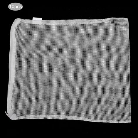 Filtre Aquarium avec Sacs à Fermeture Éclair Blanc - Lot de 10 - Idéal pour Matériaux de Filtration - AUTRES
