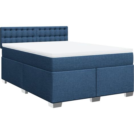 Maison Exclusive - Sommier à lattes de lit avec matelas Bleu 160x200 cm Tissu