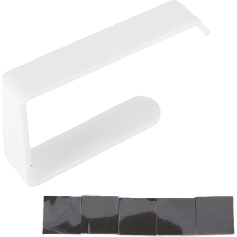 Porte-rouleau de papier toilette mural en acrylique blanc, sans perçage, pour salle de bain et cuisine. (1/5)
