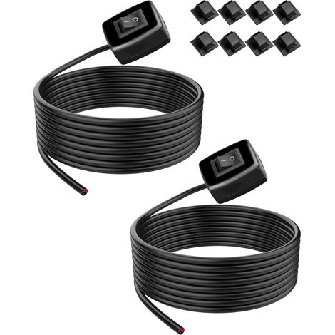 Interrupteur À Bascule 12V-24V3 A Avec Câble De Raccordement 73 Cm, Autocollant, Montage En Surface Pour Accessoires De Voiture, Phares Antibrouillard, Barres (LED Noire), Lot de 2 (1/5)