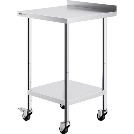 Table de travail en acier inoxydable 24x24x40 pouces avec roulettes,table de préparation alimentaire robuste et réglable pour restaurant et maison (1/5)