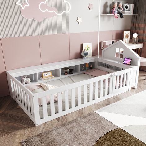 Kinderbett 90x200 cm Mit Stauraum Und Integrierter Sicherheit (1/5)