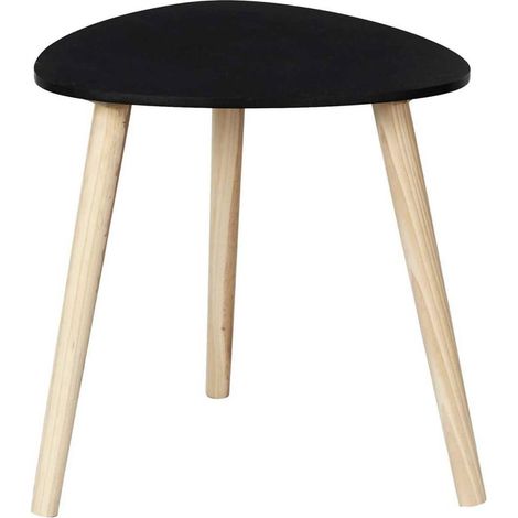 Table d'Appoint Scandinave "Shelly" 38cm Noir & Naturel