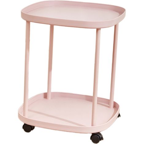 Tablette de chevet luxe 2 niveaux table d'appoint canapé sur roulettes amovibles table de nuit rangement salon chambre étudiante rose (1/4)