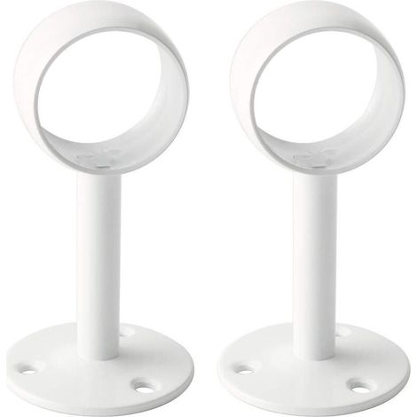 Support Tringle Rideaux Plafond Fixation Rideau, Support Tringle Penderie avec Vis pour Rideau et Armoire, Blanc Brillant en Acier Inoxydable, Diamètre 32 mm, 2 Pcs