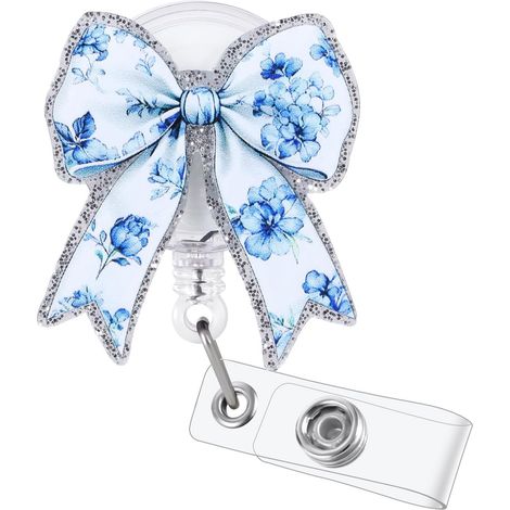 Porte-badge amusant avec nœud fleuri pour soignants, mignon porte-badge rétractable pour pédiatres, pince de badge pour personnel médical (1/5)