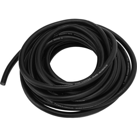 Câble automobile 8 AWG, 7,6 mètres (25 pieds), polyvalent, flexible et facile à installer  câble d'alimentation et de masse de batterie de voiture pour haut-parleurs, phares et radios  couleur noire. (1/5)