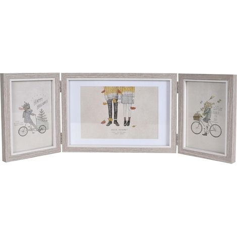 Cadre Photo 3 Vues,Cadre Photo 10x15 et 13x18 Trois cadre photo Collage Pliable Multiple Photos,3 Photos pour Photos en Bois,Cadre Photo Multiple Bois (A-6 pouces) (1/5)
